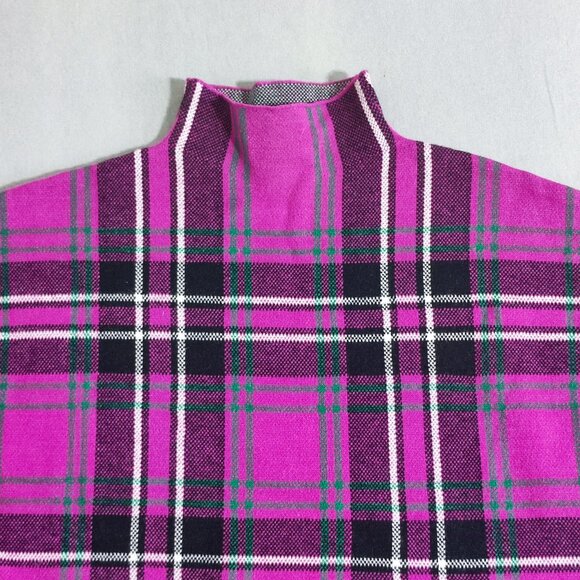 Tahari Turtleneck sweater women's size M pink colour plaid pattern  pull over - Picture 2 of 9